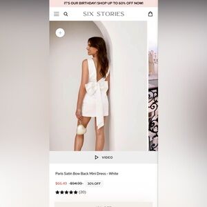 Six Stories White Satin Bow Back Midi Dress